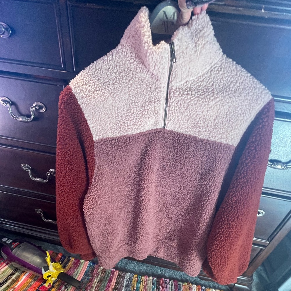 Universal Thread Women’s Colorblock Sherpa Quarter Zip Pullover Sweater Small - Picture 11 of 14
